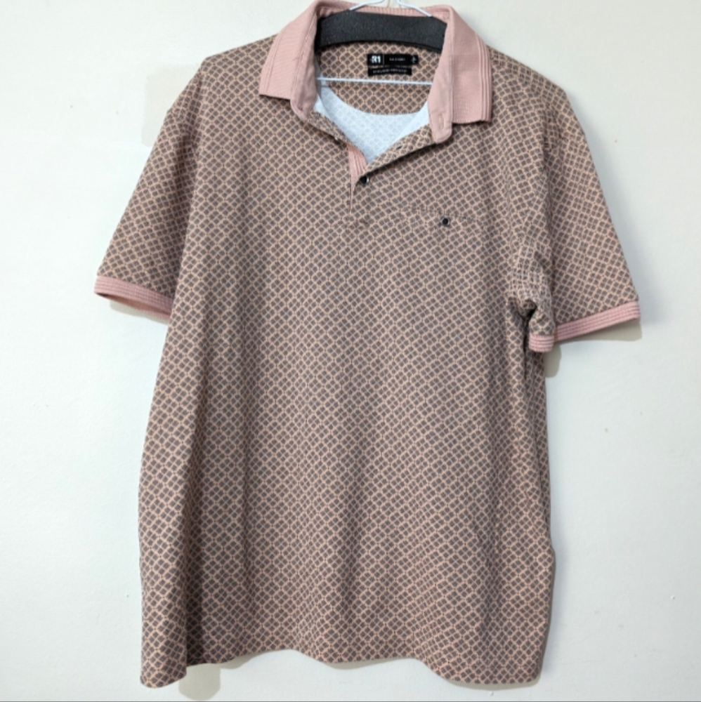 LE31 By Simons Liquid Organic Cotton Pink Polo Shirt Classic Design Size L EUC